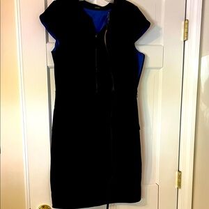Elie Tahari Black and Blue Midi Dress